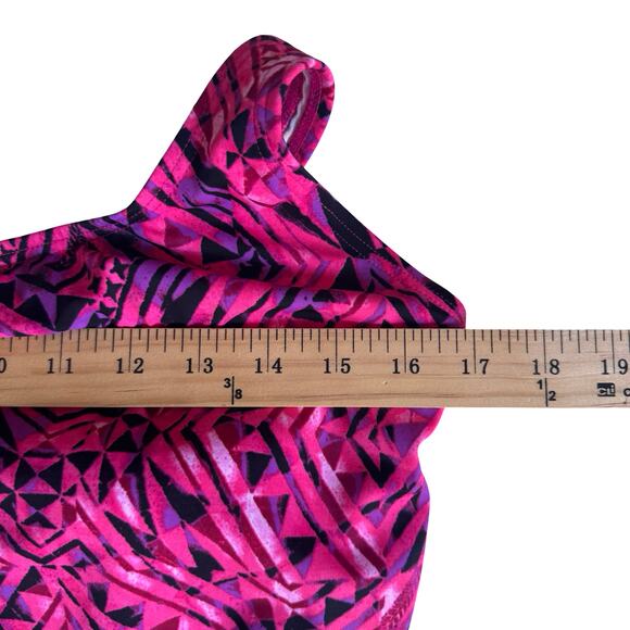 Swimsuits For All Aquabelle Size 16 One Piece Swimsuit Pink Geometric Print - Picture 9 of 10